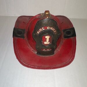 Piggy Bank Fire Helmet Design Estate Item Coin Bank.
